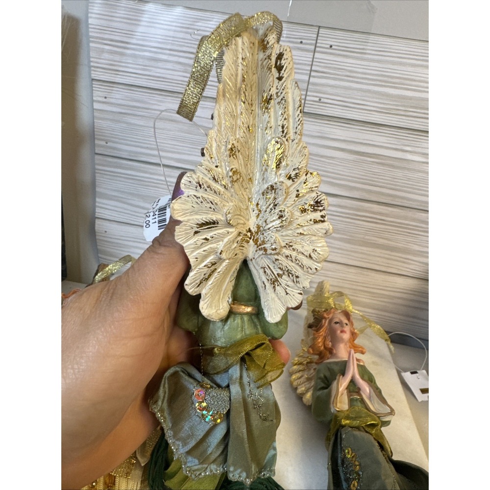4 Christmas Tree Ornaments Praying 7inch Angels with ribbon and tassels - Picture 7 of 7
